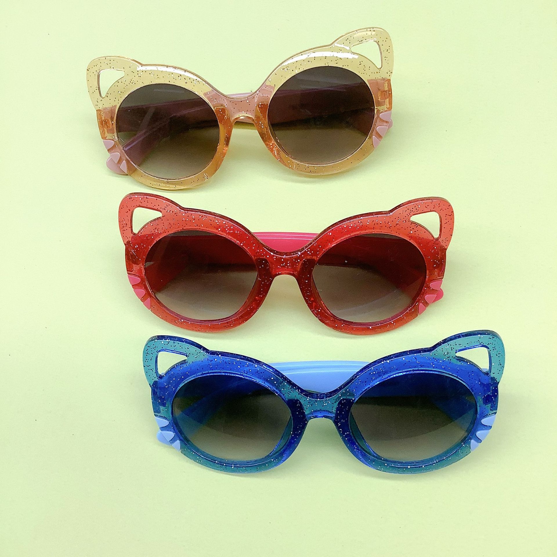 Children's Cute Cat Ears Sunglasses Personalized Travel Boys and Girls Trend Street Snap Wear Decoration Baby Sunglasses