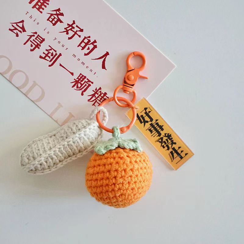 Woven Finished Persimmon Peanut Good Thing Happened Keychain Car Package Pendant Hand Gift Creative Gift Wholesale