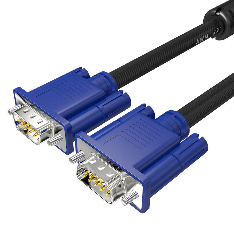 vga线带磁环vga3 6数据线全铜公对公对母vga显示器连接线视频线