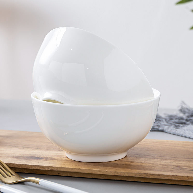 jingdezhen bone china tableware pure white rice bowl noodle bowl meal bowl soup bowl instant noodle bowl olympic bowl white porcelain bowl household soup bowl