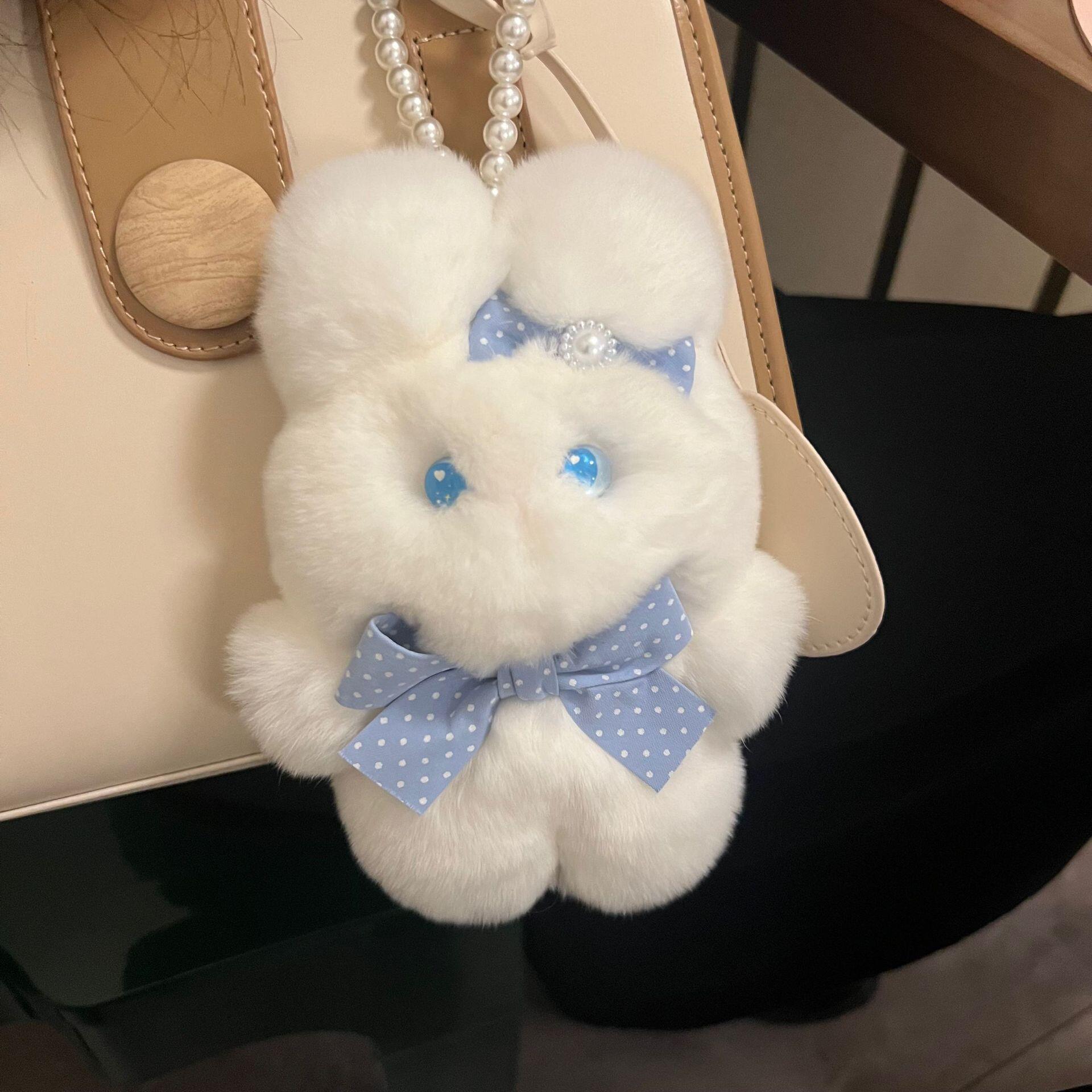 獭兔毛小兔子皮草整皮兔子玩偶小号娃娃毛绒真兔毛精致小众公仔