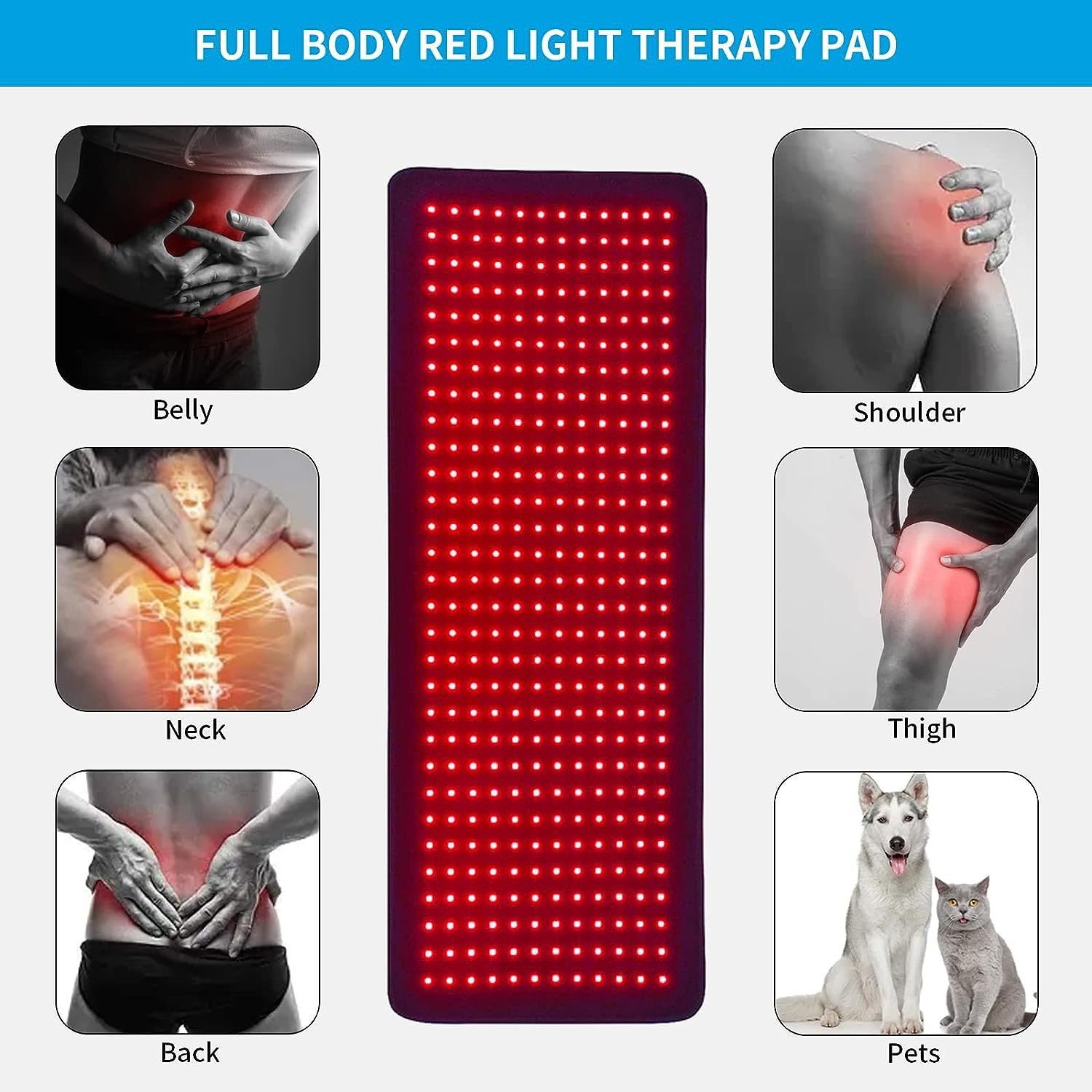 Cross-Border New Arrival Wireless Red Light 360 Beads Heating Whole Body Phototherapy Pad Red Light Infrared Pulse Belt