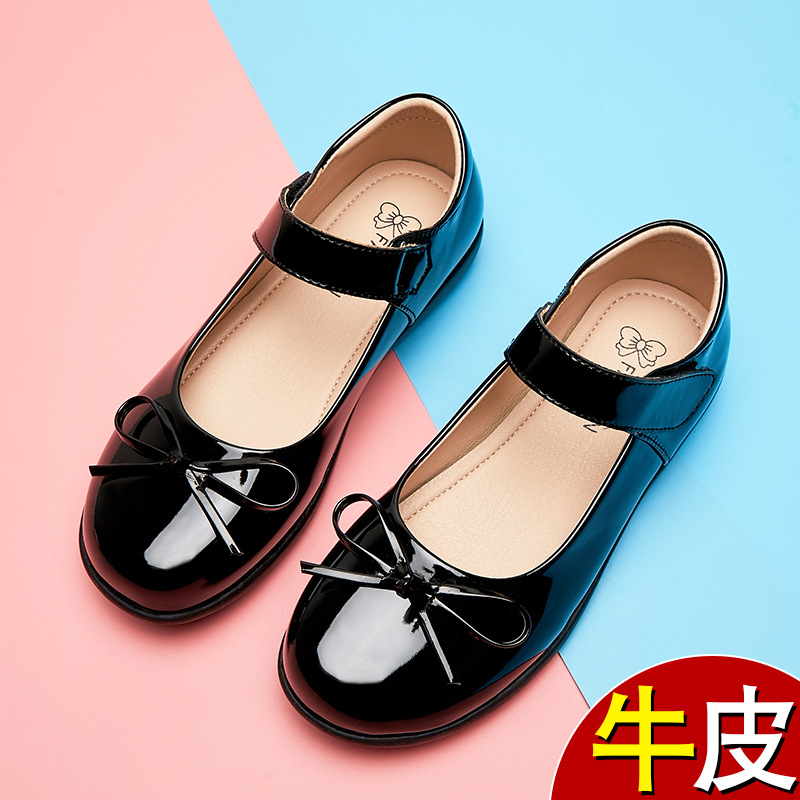 Girls Black Leather Shoes/show Shoes/soft Soled Single Shoes