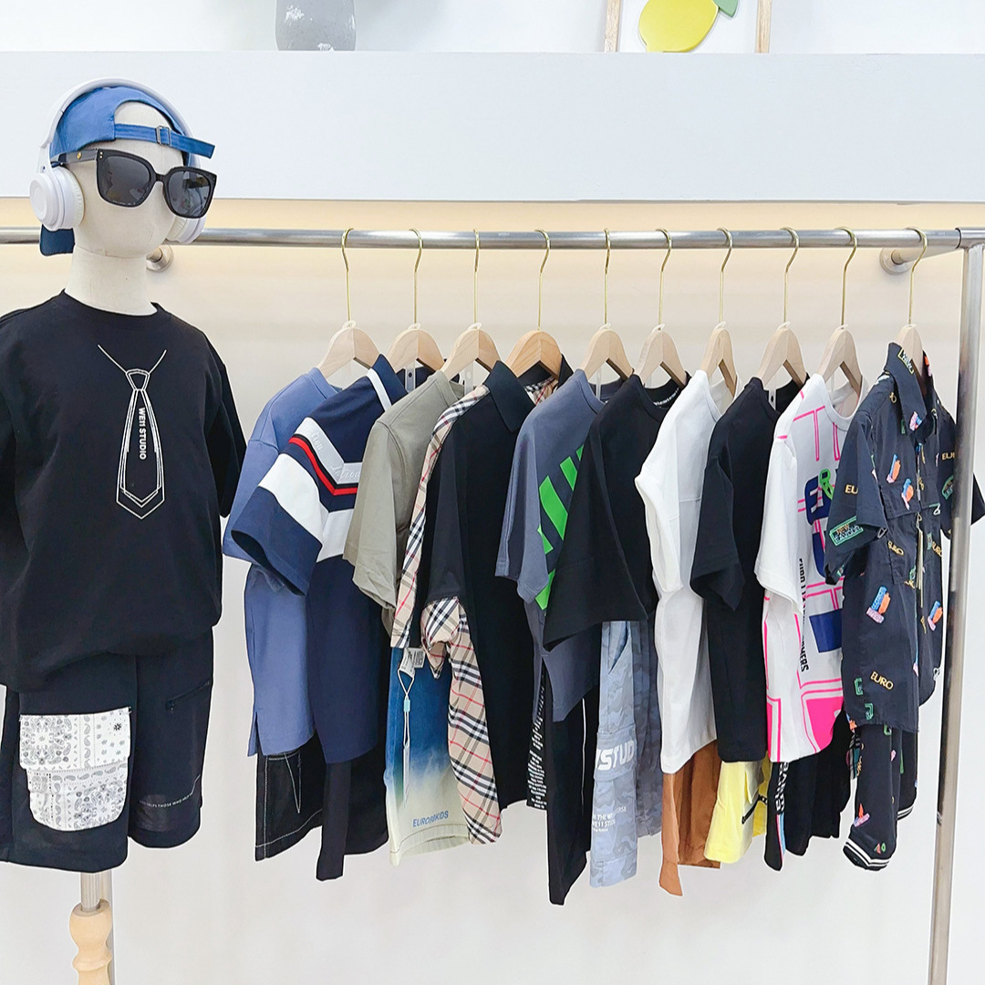 欧恰恰夏季男女童t恤套装裤子开业包 专柜品牌童装工厂货源批发