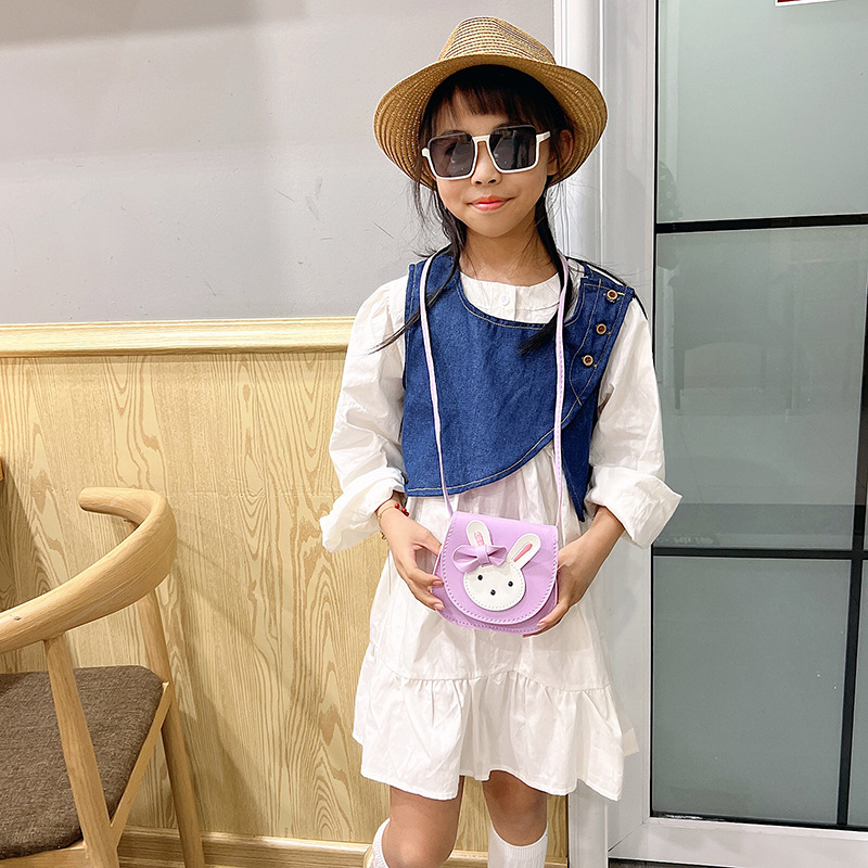 Korean Women Bag Children's Bag Cute Rabbit Girls' Shoulder Messenger Bag Fashion Princess Mini Coin Accessory Bag