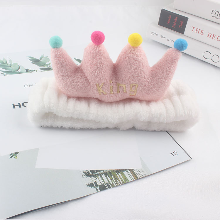 Plush Hair Band Cute Girl Korean Style Online Red Hair Money Crown Hair Ball Hair Accessories Face Wash Mask Simple Hair Band