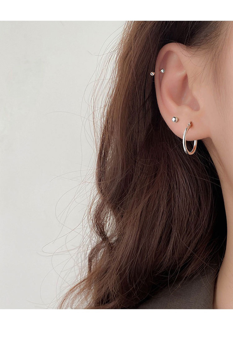 鲸森s925纯银美伢同款u型双球耳钉个性简约耳骨钉圆珠耳环耳饰女