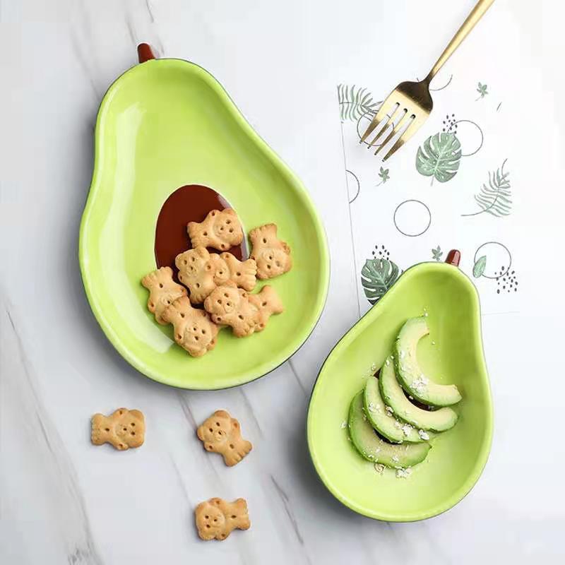 Ceramic Tableware Avocado Bowl Plate Cute Household Rice Bowl Couple Bowl Baking Tray Creative Children Breakfast Plate Fish Dish