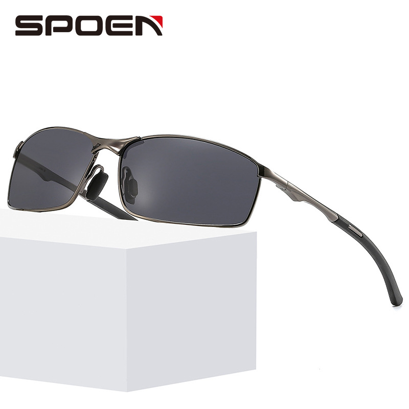 跨境新款偏光太阳镜时尚驾驶运动墨镜男高级感金属潮变色太阳眼镜