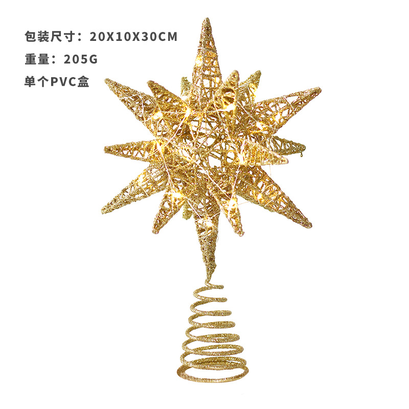 Amazon Christmas Decorations Led Glitter Iron Explosion Star Tree-Top Star Christmas Tree Decorations Accessories