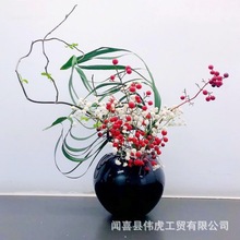 简约现代黑色圆球形玻璃花瓶酒店大堂桌面白器居家软装摆件