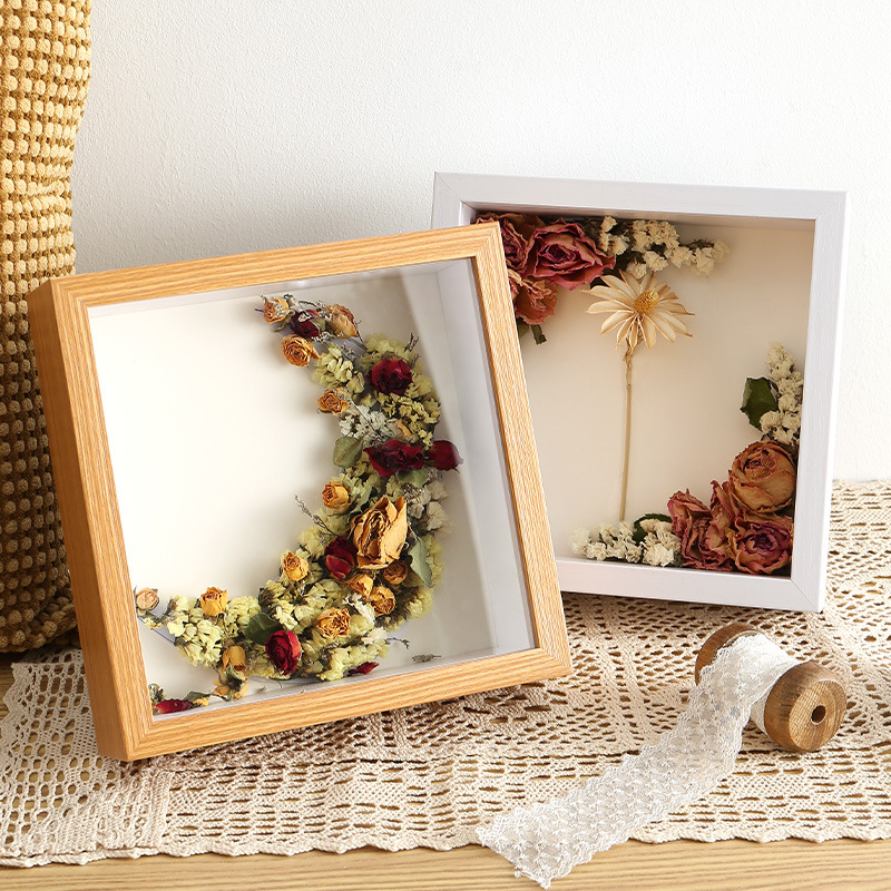 干花相框立体中空diy摆台手工保存画框玫瑰标本卫生纸巾鲜花展示