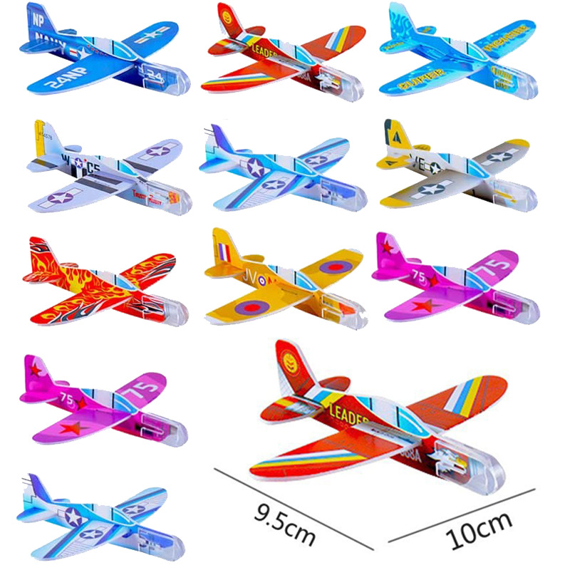 跨境爆款儿童手抛DIY组装小飞机卡通模型泡沫迷你飞机幼儿园礼品