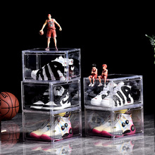 加厚PET透明鞋盒大尺寸侧开鞋盒透明防尘收纳盒可叠加肓盒展示盒