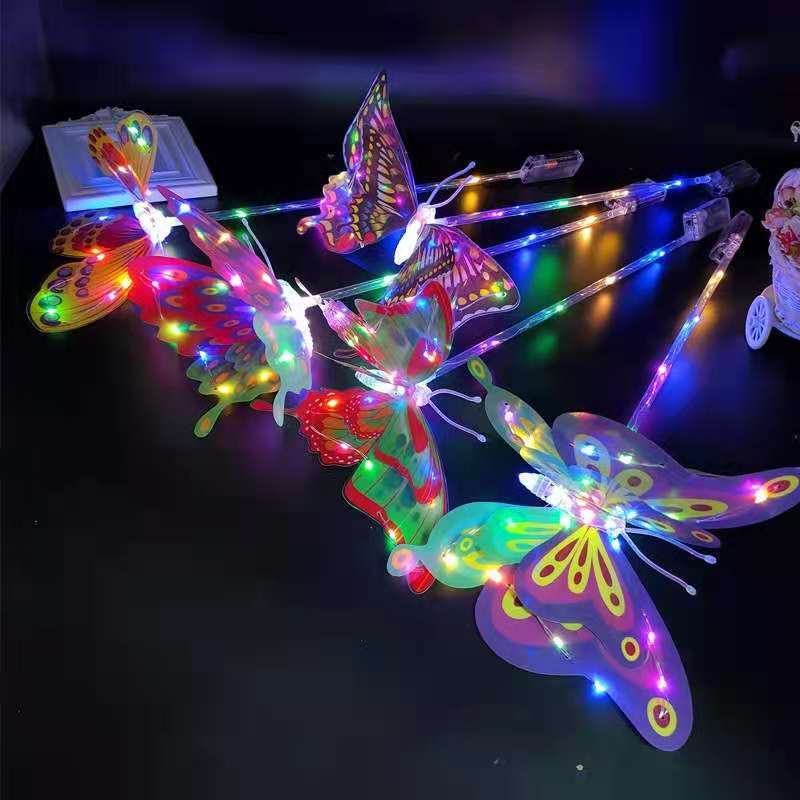 New Internet Celebrity Luminous Swing Butterfly Colorful Flash Handheld Glow Stick Bounce Ball Stall Supply Toy Wholesale