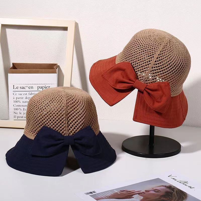 Summer New Sun Hat Women's Patchwork Cloth Hat Sun Protection Sun Hat Fashionable All-Match Thin Breathable Bucket Hat