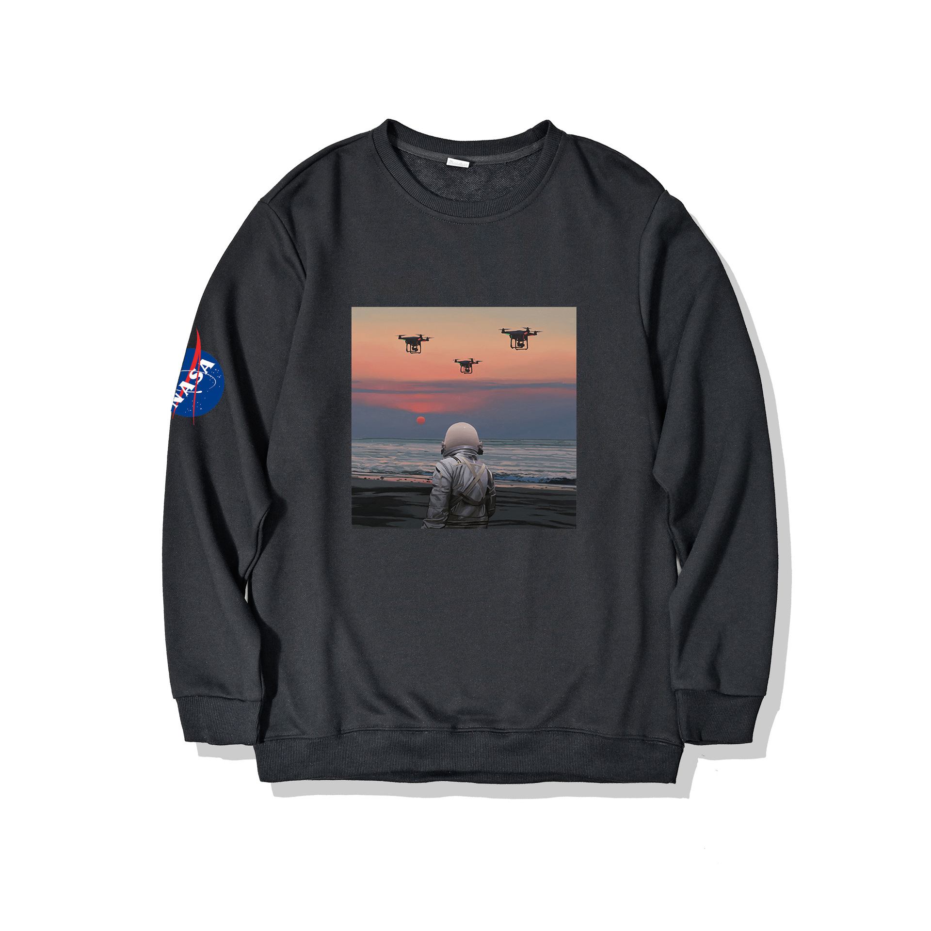 nasa sup联名款太空熊宇航员情侣款男秋季潮牌潮流宽松长袖卫衣