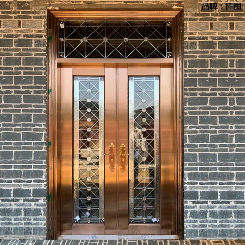 304不锈钢门双开门 不锈钢防盗门家用玻璃门别墅农村进户大门