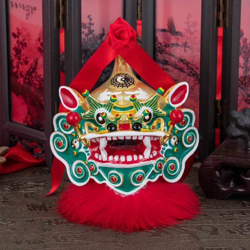领头狮传统麒麟刺狮车挂件 车载摆件 民族风招财吉祥礼品厂家直销