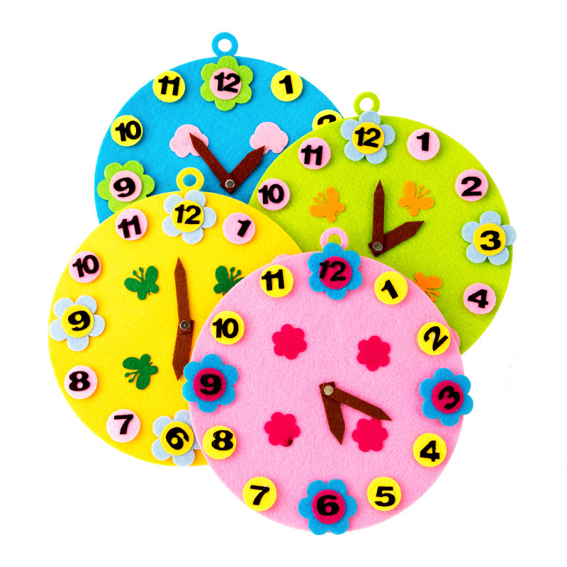 时钟儿童手工diy自制钟表模型材料包幼儿园美工区不织布创意制作