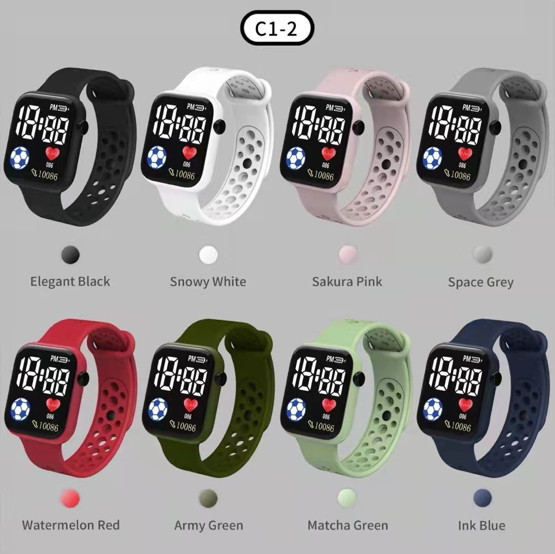 New LED Electronic Watch C1-2 Football Square Apple Waterproof Digital Sports Student LED Electronic Watch