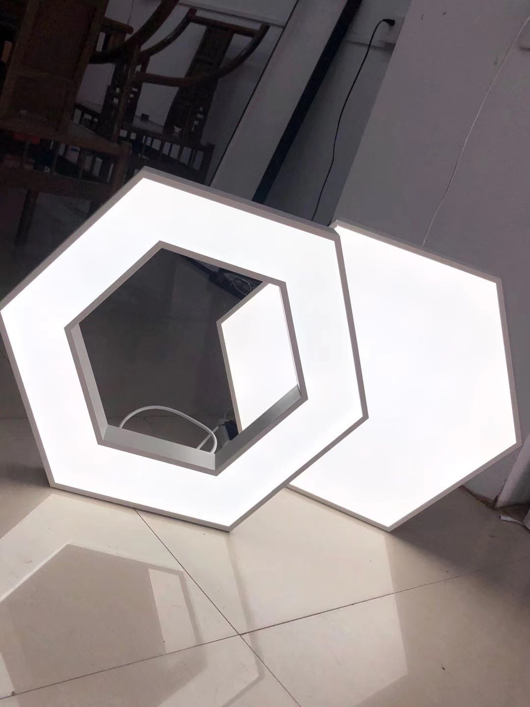 六边形拼接办公室灯led健身房网吧现代简约创意个性工业风吊灯具