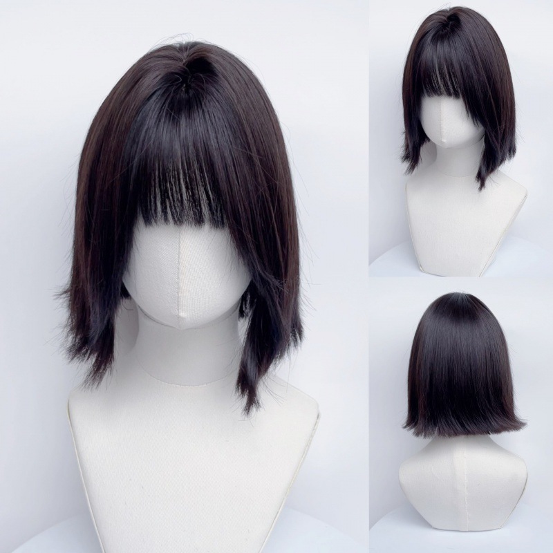 星程假发女生黑棕色短发仿真lolita自然甜美可爱甜酷时尚短发全头