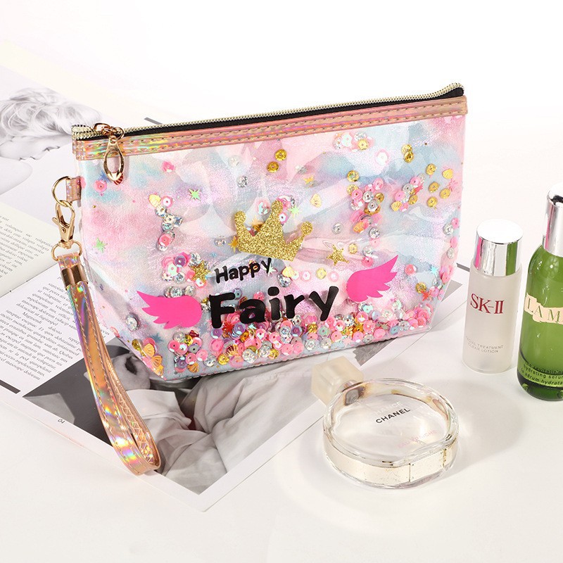 2023 New Gradient Pu Cosmetic Bag Ins Internet Celebrity Large Capacity Storage Bag Simple Fashion Lady Clutch