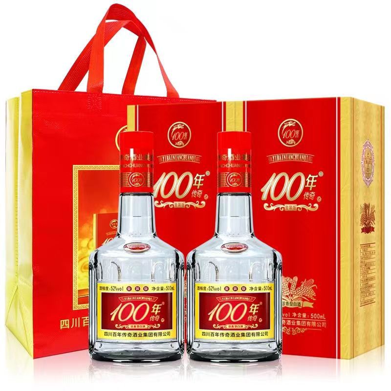 批发100年传奇金装版500ml*6瓶内配手提袋浓香型白酒电商产品