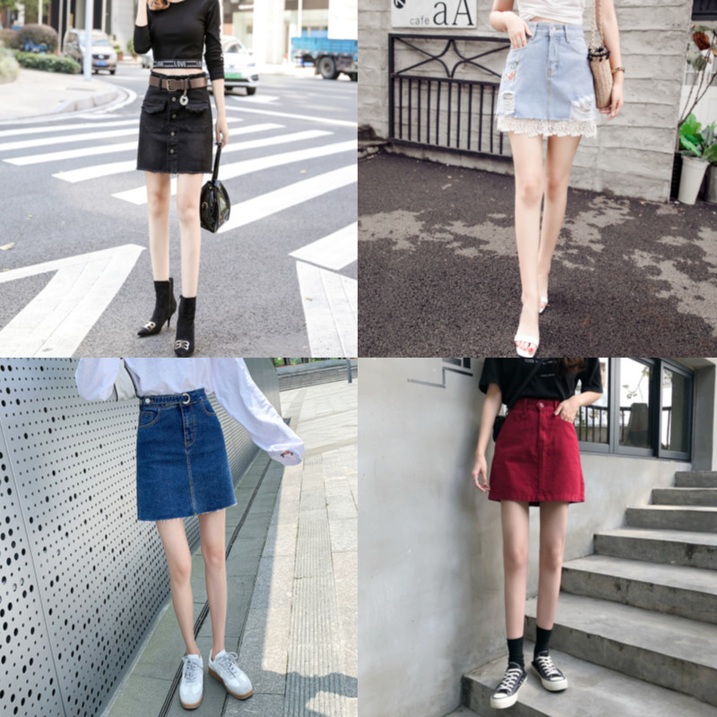 2023 New Denim Skirt Women's High Waist Slimming plus Size A- line Skirt Fashion All-Match Skirt Manufacturer Direct Wholesale
