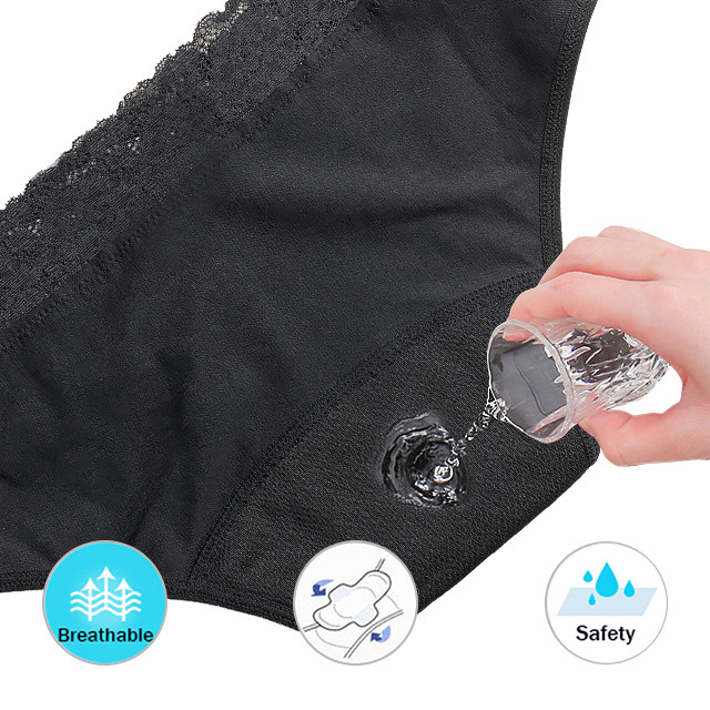 Cross-Border Foreign Trade Four-Layer Menstrual Panties Instant Suction Leak-Proof Menstrual Period Sanitary Napkin-Free Underwear Sexy Lace Washable Menstrual Panties