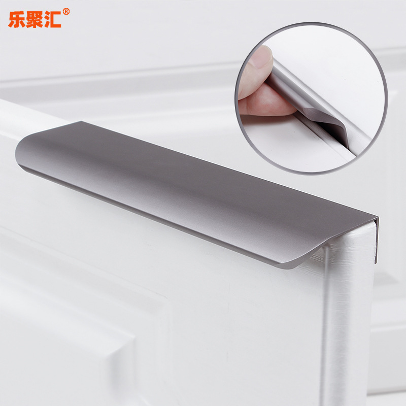 质子灰现代简约铝合金大衣柜橱柜门缝拉手隐形隐藏式抽屉柜门把手