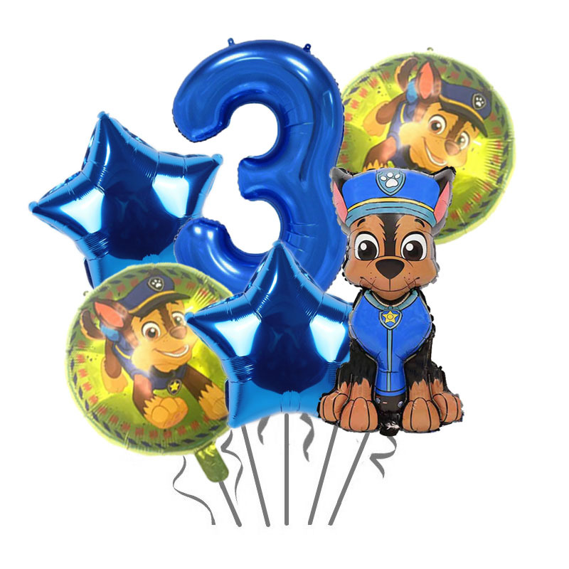 Children's Dog Aluminum Film Balloon Paw Patrol Digital Package Birthday Party Background Decoration Banquet Arrangement Articles