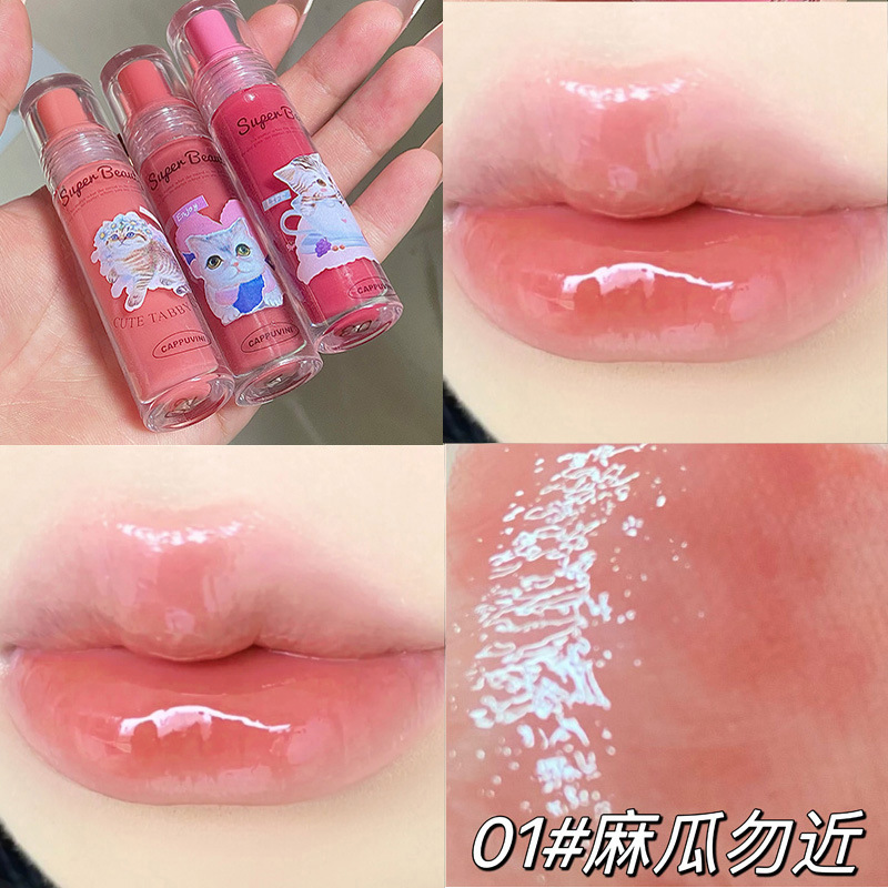 Cappuvini Cat Lip Gloss Lip Essence Honey Lip Lacquer Lip Care Oil Mirror Lipstick Full Lips Lip Gloss Lipstick