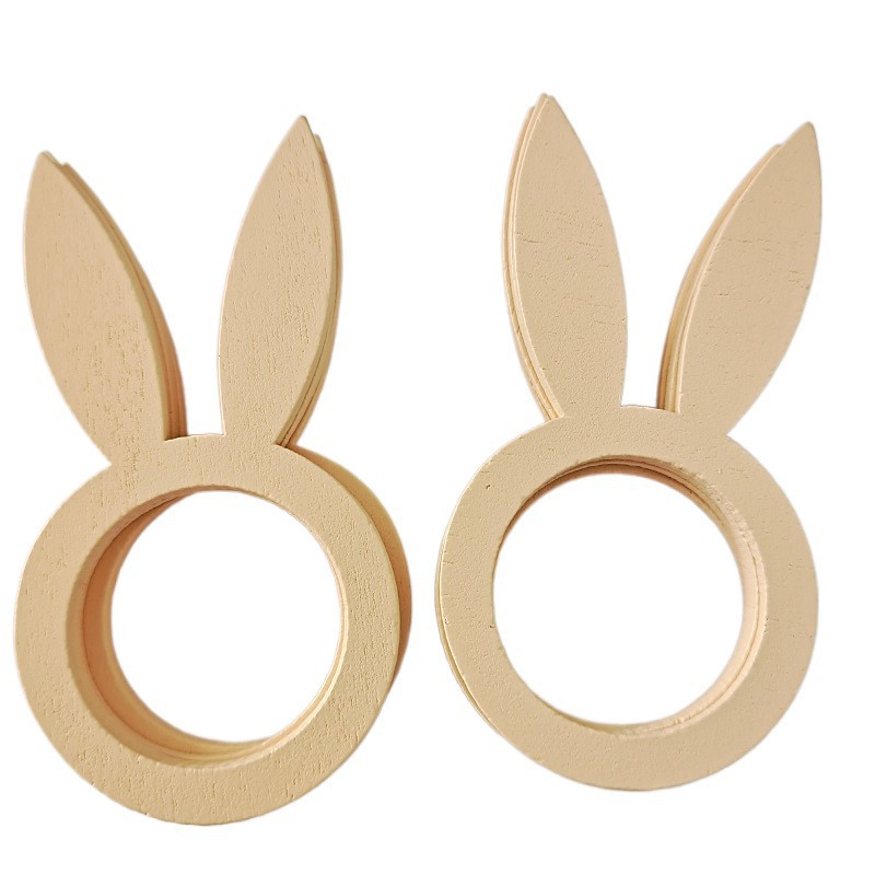 Creative Hotel Decoration Photos on the Table Supplies Napkin Holder Wooden Craftwork Creative Easter Rabbit Decoration Napkin Ring