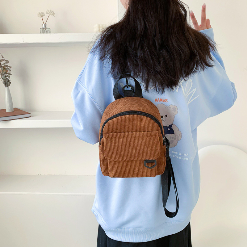 Wholesale Mini Backpack Popular Cute OL Bags Commuter Cosmetic Bag Corduroy Texture Student Bags