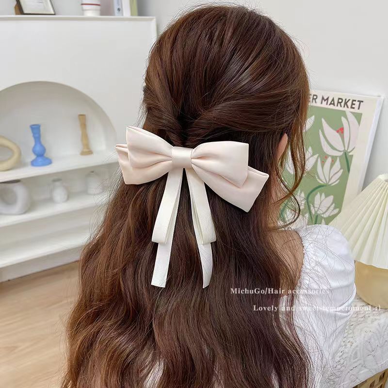 Black Ribbon Bow Barrettes Internet Celebrity Korean Style Elegant Elegant Hair Pin Clip Hairware Hair Accessories Head Clip