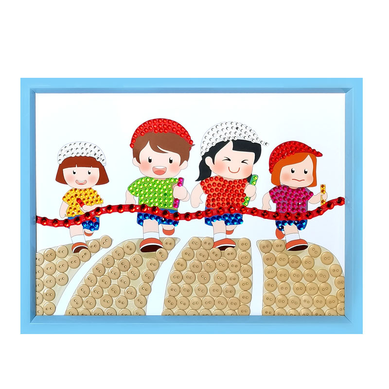 我运动我健康儿童体育手工作品diy制作幼儿园环创小学生纽扣贴画