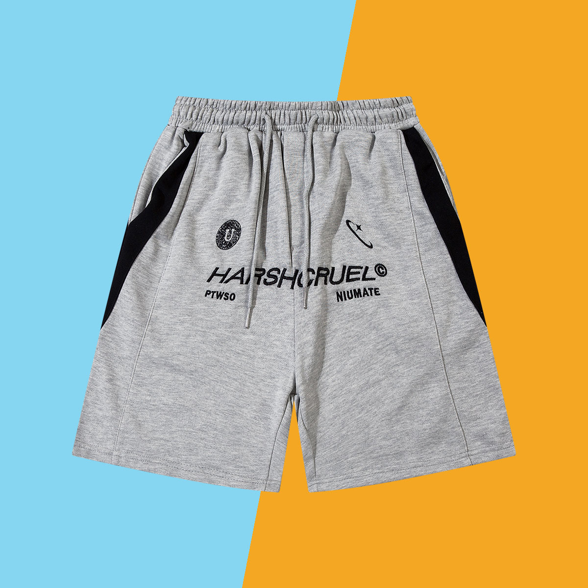 夏季短裤宽松拼接撞色ins潮休闲运动薄款大裤衩knee cargo shorts