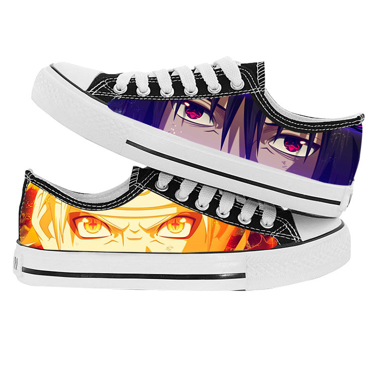 火影忍者帆布鞋男学生动漫鸣人佐助卡卡西宇智波鼬低帮休闲鞋子