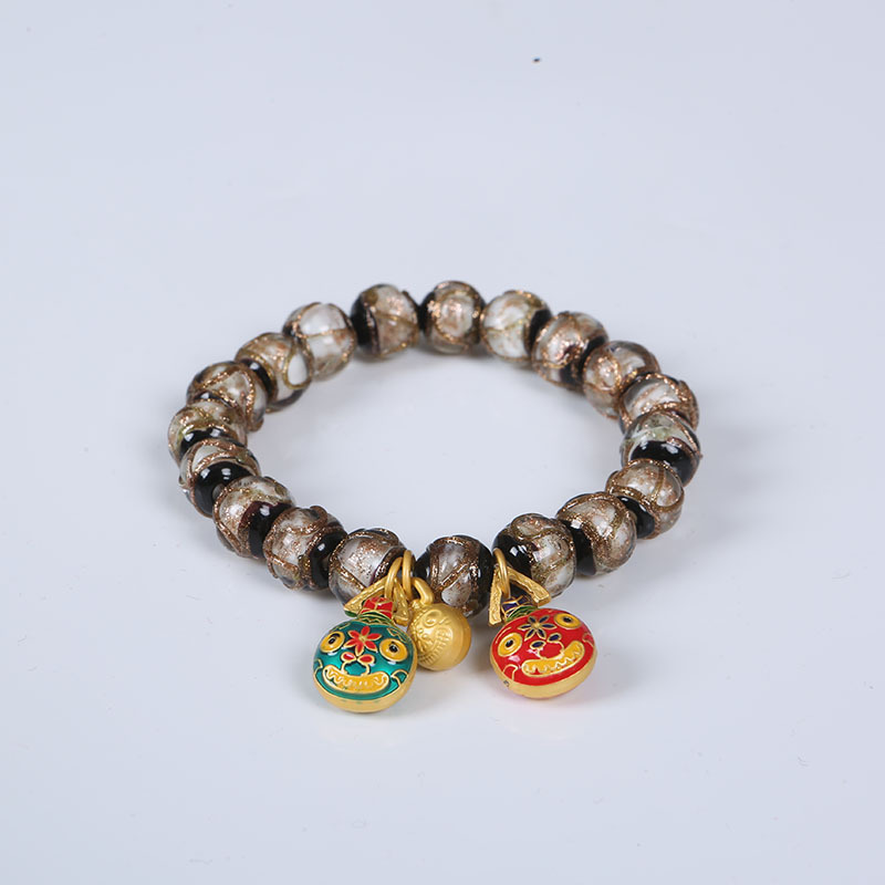 Swallowing Gold Beast Fragrant Gray Colored Glaze Bracelet Court Single Circle Colorful Five Colors Mixed Red Blue Yellow White Brown Same Style Bracelets for Men and Women