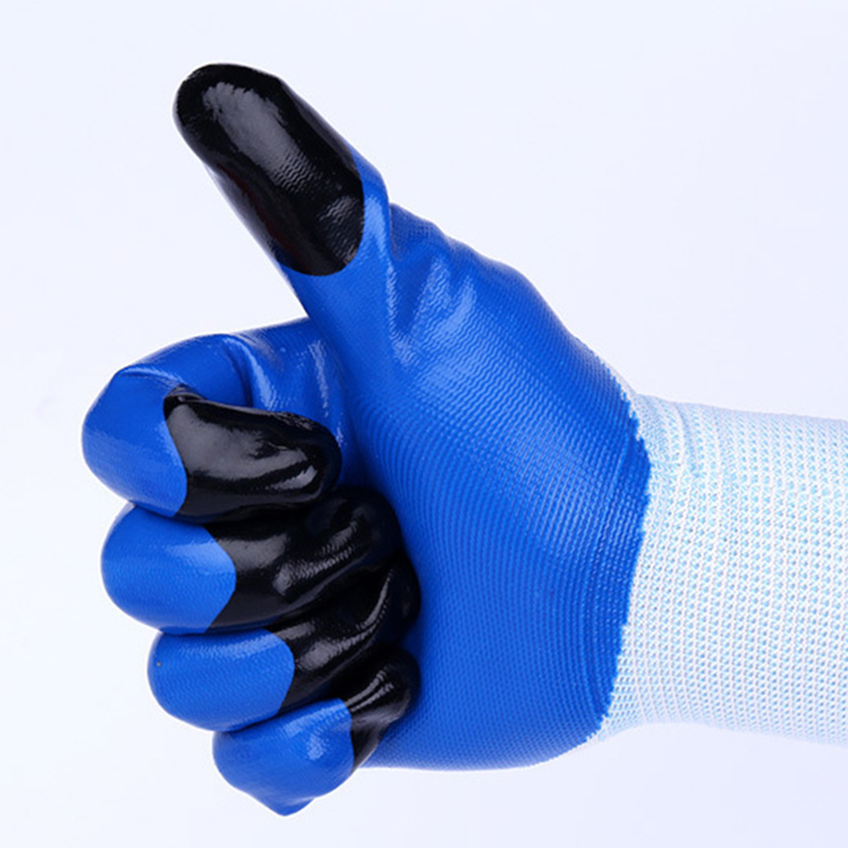 factory customized rubber hanging gloves 13-pin nitrile semi-immersion non-slip gloves dipped wear-resistant acid and alkali resistant labor protection gloves