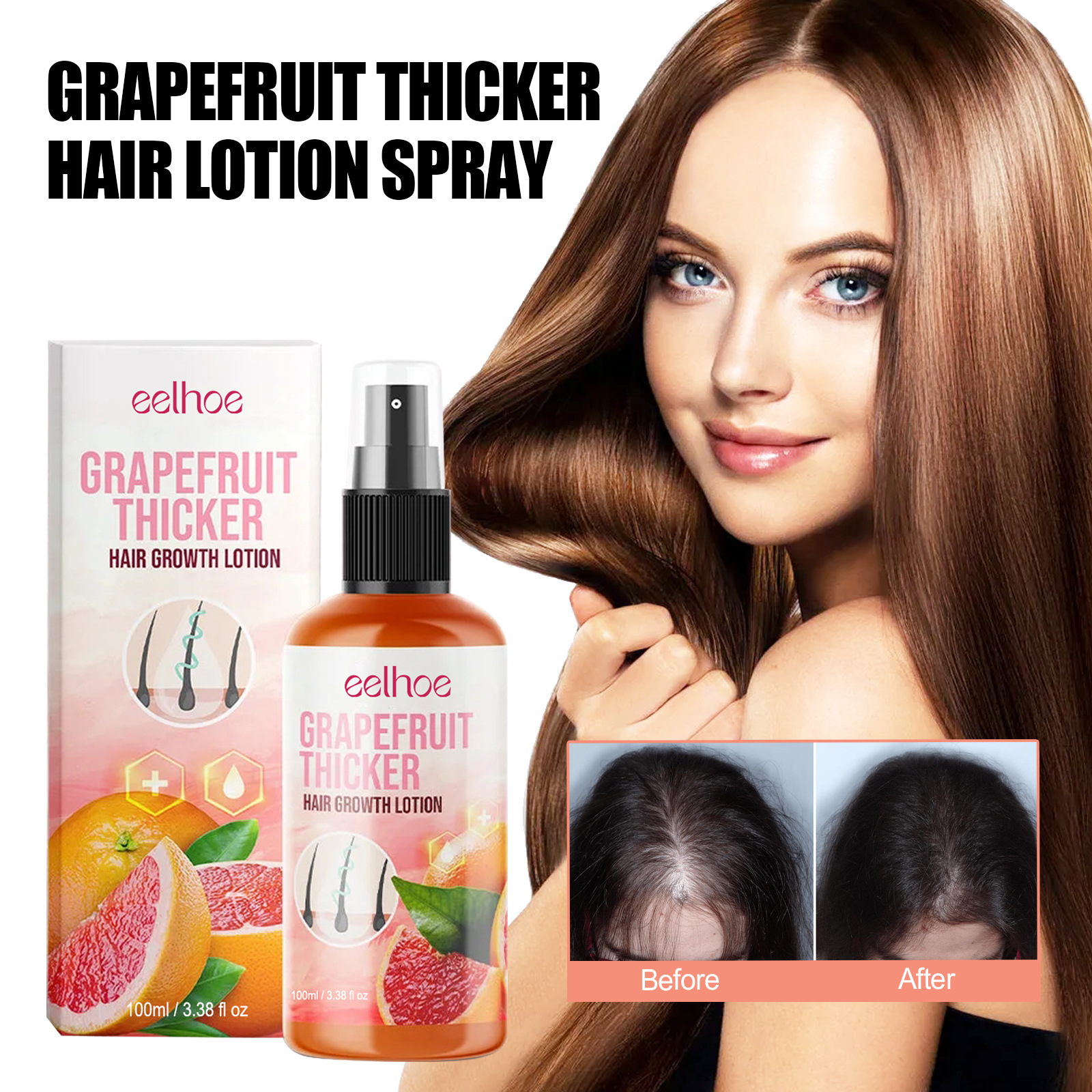 Eelhoe Grapefruit Dense Hair Spray Repair Damaged Hair Moisturizing Thick Hair Solid Hair Hair Care Spray