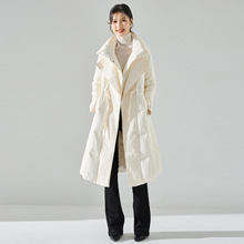 23冬季收腰显瘦设计感90白鸭绒长款羽绒服加厚高级时尚外套15522