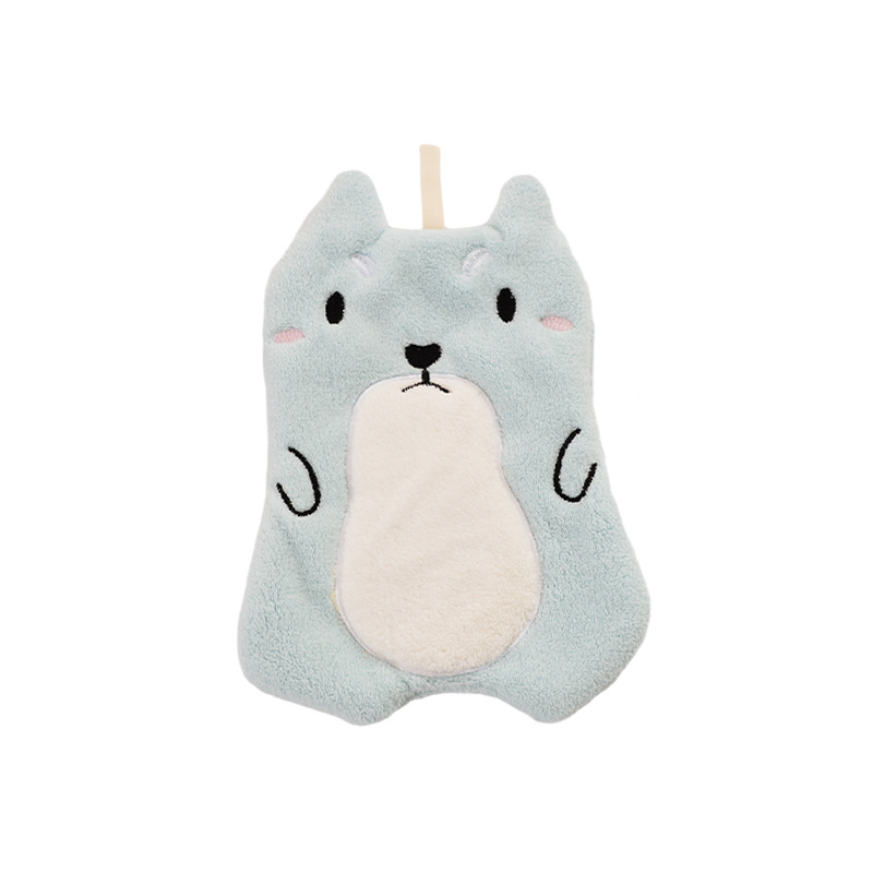 Water-Absorbing Quick-Drying Hanging Hand Towel Wholesale Coral Velvet Cartoon Cute Kitchen Hand Towel Can Be Hung Cute Cat