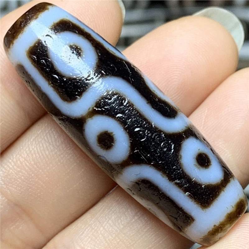 一物一图 天然玛瑙真品白化包浆蓝沁王九眼天珠吊坠锁骨男女饰品