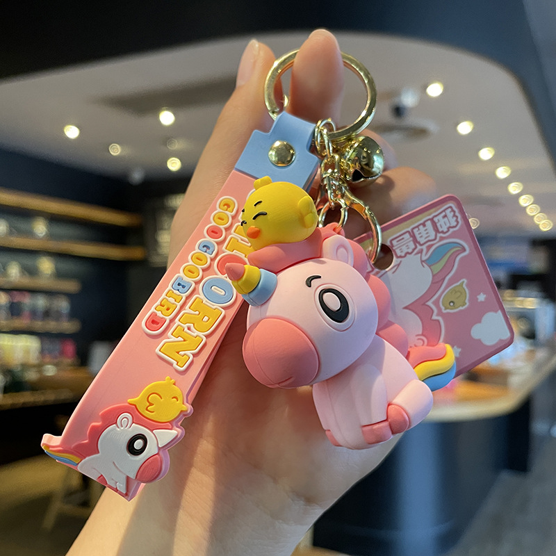 Genuine Unicorn and Chicken PVC Keychain Crane Machines Product Activity Gift Couple Cartoon Backpack Pendant
