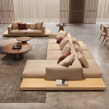 布艺沙发客厅北欧现代简约日式原木风侘寂风豆腐块科技布双面沙发