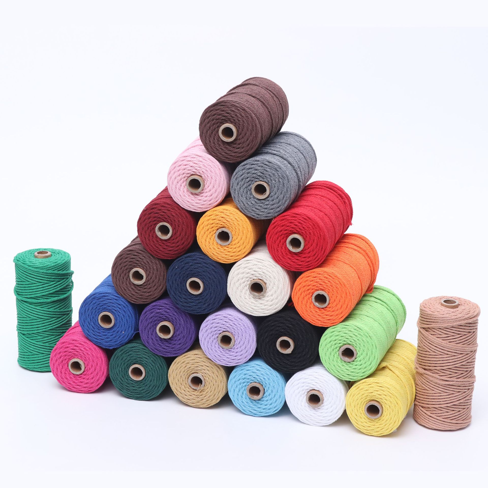 彩色棉绳diy棉线绳工艺装饰编织绳挂毯多色可选手编3mm彩色棉线绳