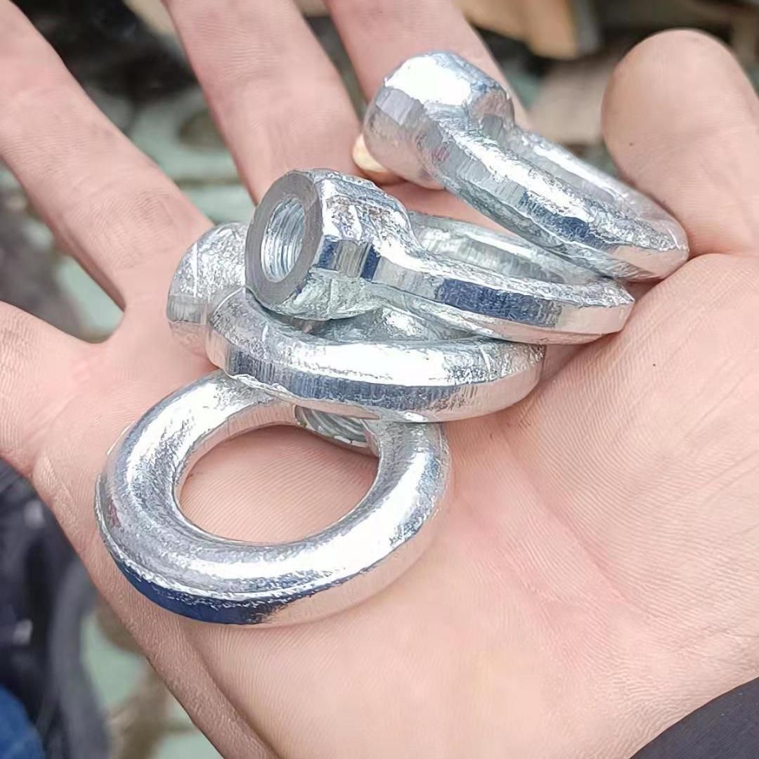 镀锌防锈吊环螺母船用吊环螺母起重吊耳圆环螺帽螺丝母白锌m6-m30